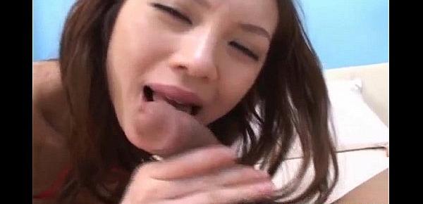  Asahi Miura sexy Tokyo babe gets a call before giving excellent blowjob